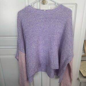 She + Sky Purple and Pink Crew Neck Sweater color block
